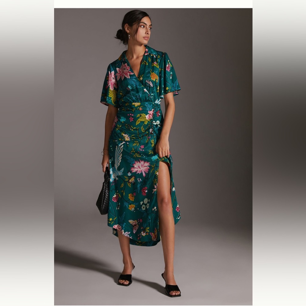 Gorgeous Anthropologie Maeve Green Floral Dress size 12